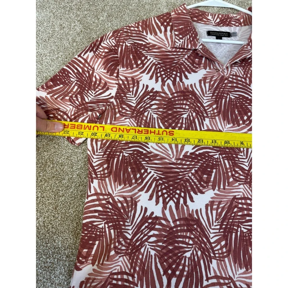 Banana Republic Mens Performance Pique Polo Shirt L Tropical Palm Leaf L Golf